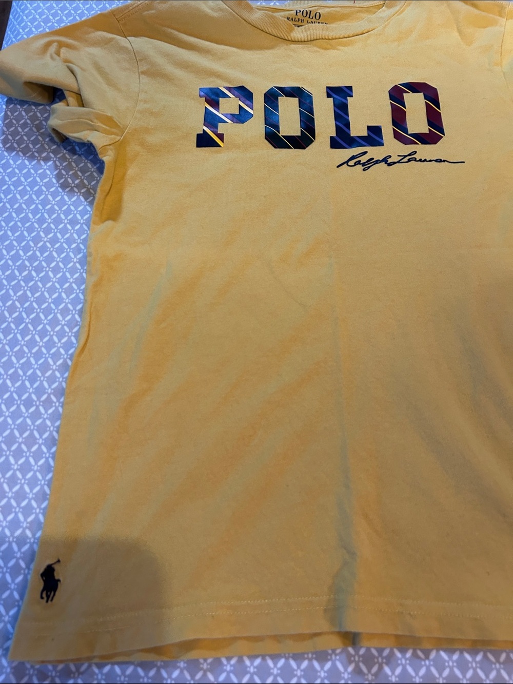 Lot of 2 Polo byRalph Lauren Yellow Tee & white with Multicolor POLO Graphic